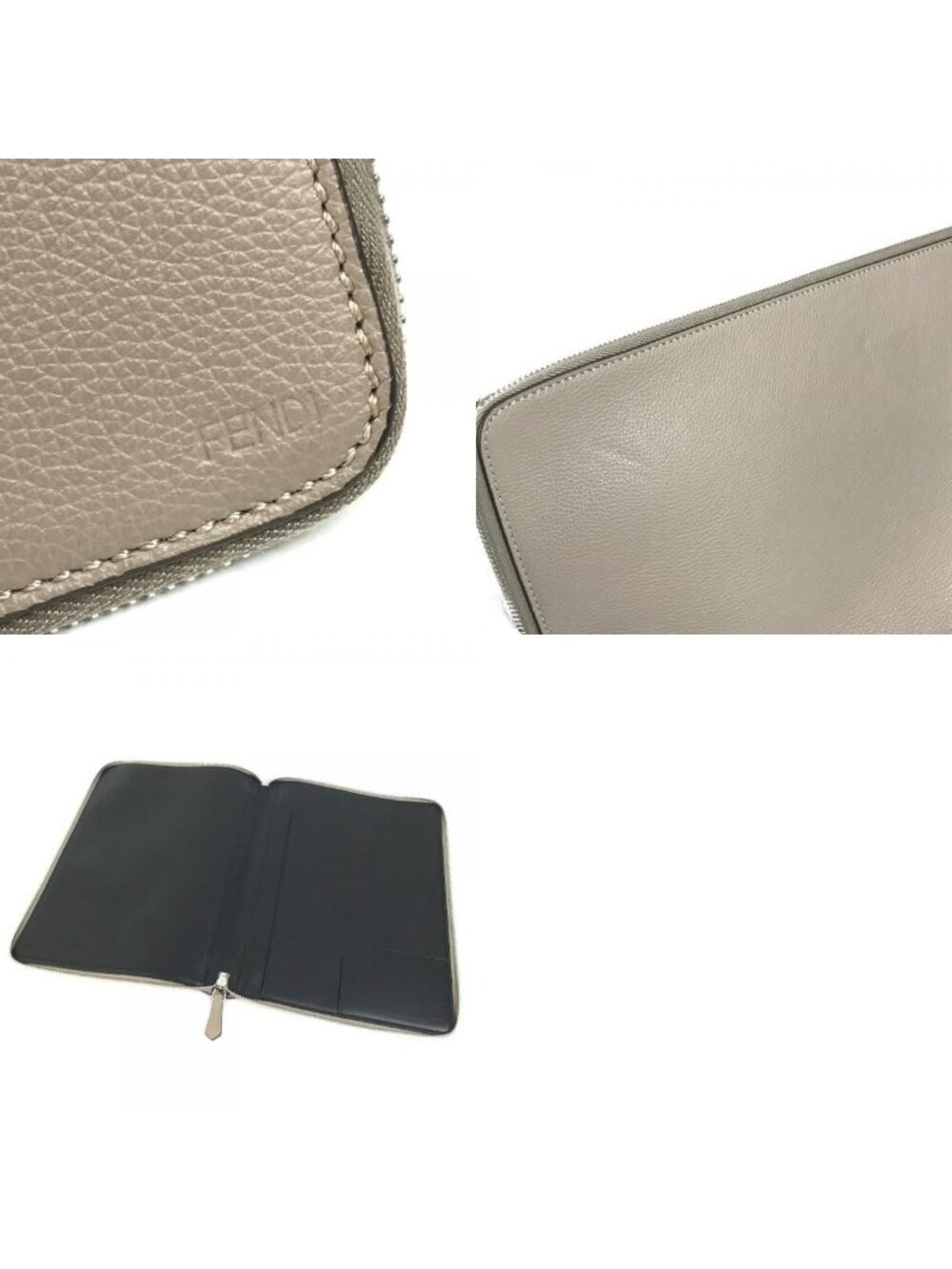 Fendi Clutch PC Case Computer Leather Gray Brown - Picture 9 of 9
